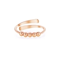 Nahaufnahme des roségoldenen Anti-Angst-Rings mit fünf beweglichen Perlen und offener Form - Einstellbar Offen / Roségold