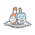 Funny Gin bottle enamel pin with Friends Forever pun banner for cartoon frog sets - XZ9048-Gin Forever Friends