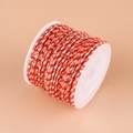Three-strand red and white braided cotton cord with gold thread on a plastic spool - No.14 Red White