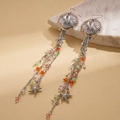 Dettaglio di orecchini a nappina con meduse e stelle marine e perline colorate - Ganci per orecchini / Argento