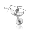 Silver stainless steel labret stud with marquise cubic zirconia and flat back - Marquis Leaf Style (0196-1#) / Silver