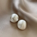 Minimalist geometric half-sphere hoop earrings in brushed matte silver finish - A1040 Silver Matte Ball Studs