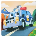 Wooden peg puzzle featuring a cartoon police car for early childhood learning - Police Car Peg Puzzle