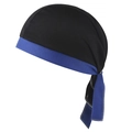 Détail d'un durag de sport noir avec tissu respirant et bordure contrastée bleue - Bleu Royal + Noir