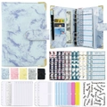 A6 marble pattern PU leather budget binder set with gold corners and colorful accessories - Blue Purple Marble