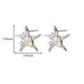 Detail of 925 silver starfish earrings with pink and yellow cubic zirconia stones - Silver Starfish Multi-Color Zircon Studs (E4220P)