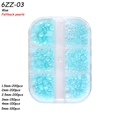 Flatback light blue pearls for nail art in a transparent six-grid storage case set - 6-Grid Pearl ZZ03 (Blue Flatback Pearls)