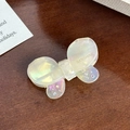 Sweet butterfly acetate hair clip with iridescent pearl finish and rhinestones - Iridescent White-4.5cm