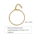 Golden 2mm twisted rope chain bracelet in 316 stainless steel with lobster clasp - 2mm / Gold