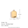 Smooth Octagonal Rectangular Tag Pendant - Gold