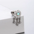 Surgical steel dreamcatcher stud earring with opal stone and zircon dangles - Dreamcatcher Style (A77-3#)