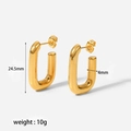 Orecchini a forma di U in acciaio inossidabile dorato, altezza 24,5 mm e spessore 4 mm - Stile Minimalista Completamente Dorato (TKR178)