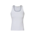 Slim fit white ribbed sports tank top with built-in padding and athletic racerback - XS / White