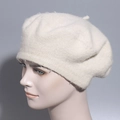 Classic cream wool beret for women with soft plush texture and vintage French style - Beige