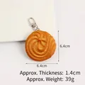 6.4cm realistic PVC round cookie biscuit keychain with spiral texture and silver clasp - Cream Cookie Lobster Clasp