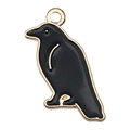Halloween black crow enamel charm with golden edges for DIY jewelry making and keychains - 1pc Black Raven (24x12mm)