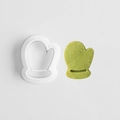 Mini Christmas mitten cookie cutter with a matching green 3D pressed biscuit - E0854-Glove