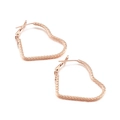 Pendientes de aro con forma de corazón en oro rosa y superficie texturizada - 31mm / Oro rosa