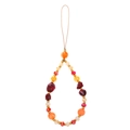 Handmade beaded phone charm with colorful crystal resin flowers and geometric round beads - Coffee Warm Tone Beaded