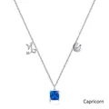 S925 sterling silver Capricorn necklace featuring a square blue stone and star charms - Capricorn