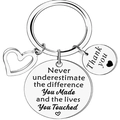 Edelstahl Schlüsselanhänger mit Gravur Spruch und Herzanhänger Geschenk für Familie - Silber Rund + Hohles Herz