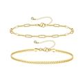 Vergoldetes mehrlagiges Armband-Set mit Büroklammern- und Panzerketten und Strass-Anhänger - s159-Büroklammer Panzerkette Und Strassanhänger Ketten