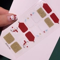 Autocollants nail art de Noël avec motifs bonhomme de neige et designs festifs rouge et or - Style Bonhomme de Neige Pailleté Or Rouge (SDA-002)
