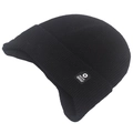 Bonnet tricoté noir classique avec cache-oreilles pour l'hiver, avec logo étoile - Réglable / Noir