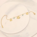 Golden elephant bracelet with blue beads on white marble, minimalist stainless steel jewelry - Single Elephant Gold Style(12#)