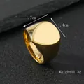 Gold-finished geometric signet ring in polished stainless steel, weighing 11.3g - US 6 / Teardrop / Gold