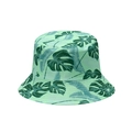 Mint green tropical fisherman hat with dark green Monstera leaf pattern for summer shade - Mint Green Monstera Leaf (T)