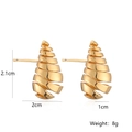 Detailed size chart for gold spiral drop earrings showing 2.1cm height and 8g weight - Style 44726