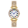 Luxury gold women's watch with full diamond bezel and colorful crystal dial markers - Gold
