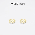 Elegantes pendientes de presión en plata S925 dorada con diseño moderno de doble onda - Plata 925 / Dorado