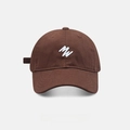 Neutral retro brown cotton baseball cap with white MW embroidery on the front - MW Embroidery - Coffee