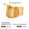 Exaggerated wide wavy gold-plated stainless steel cuff bracelet with adjustable fit - Wavy Wide Face Style (JDBW2407003)