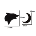 Cute black dolphin and moon asymmetrical stud earrings in minimalist geometric style - Black Wolf Moon