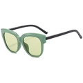 Occhiali da sole oversize verde oliva con lenti gialle e stanghette nere lucide - Montatura Verde / Lenti Verdi