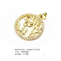 Golden tree and heart hollow round pendant necklace with micro-set zircon stones - Tree and Heart-Gold (Pendant Only)