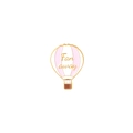 Hot air balloon enamel pin with pink and white stripes and Fan away text engraved - Hot Air Balloon (XZ4140)