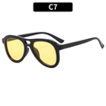 Retro double bridge aviator sunglasses with black frame and yellow lenses C7 - Black Frame Yellow Lens