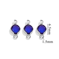Conector de cristal azul oscuro de 6,5 mm con anillos de acero para joyería DIY - Doble Agujero Acero - Azul Real