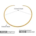 Polished gold V-shaped open choker necklace detail with waterproof stainless steel texture - Round Gold Choker (P127)