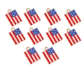Detail view of ten red white and blue US flag enamel pendants with gold alloy trim - 4# Rectangle Flag (10Pcs)