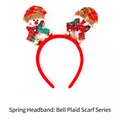 Christmas snowman headband with red and yellow sequins and gold bells for holiday parties - TK-16-4 (Spring Headband: Bell Plaid Series - Snowman)