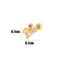 Gold-plated heart and star cartilage stud with pink crystal and screw ball back - Starry Heart Style (1#) / Gold Yellow