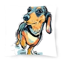 Digital print cushion cover featuring artistic dachshund illustration on white fabric - Style 10