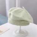 Children's knitted candy-colored beret in light green with soft ribbed edge finish - Fruit Green