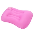 Portable inflatable U-shaped neck pillow in bright pink with ergonomic curve support - Milk Silk / Square Pillow / Pink