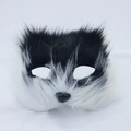 Halloween Fuchsmaske aus schwarz-weißem Plüsch für Cosplay und Partykostüme - Schwarz-weiße Fuchsmaske